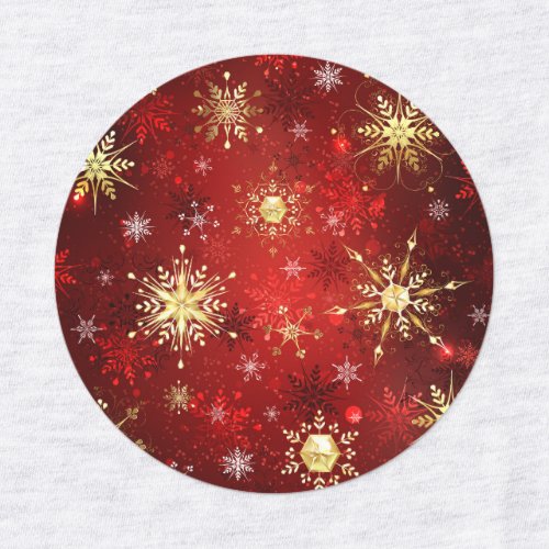 Christmas Golden Snowflakes on Red Background Labels