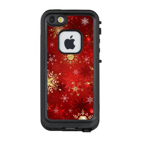 Christmas Golden Snowflakes on Red Background LifeProof FRĒ iPhone SE55s Case
