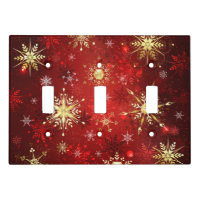 Christmas Golden Snowflakes on Red Background