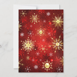 Christmas Golden Snowflakes on Red Background Magnetic Invitation
