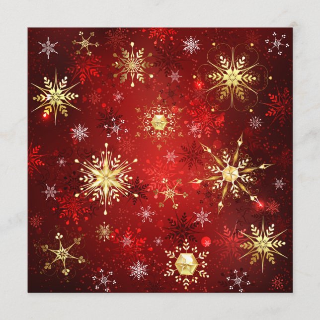 Christmas Golden Snowflakes on Red Background Menu (Front)