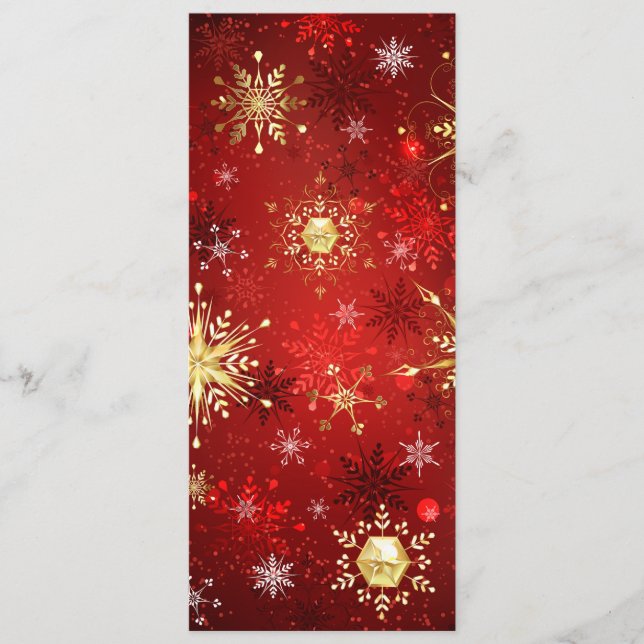 Christmas Golden Snowflakes on Red Background Menu (Front)