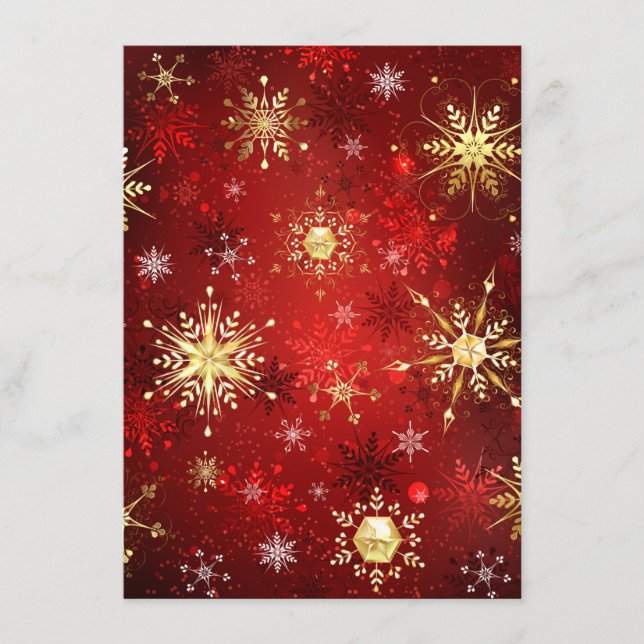 Christmas Golden Snowflakes on Red Background Menu (Front)
