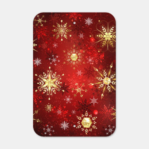 Christmas Golden Snowflakes on Red Background Metal Sign