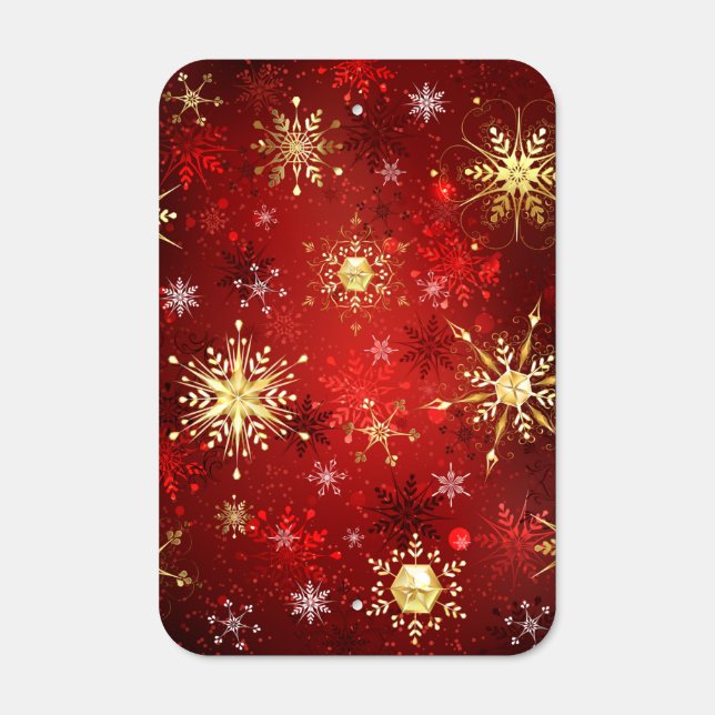 Christmas Golden Snowflakes on Red Background Metal Sign (Front)