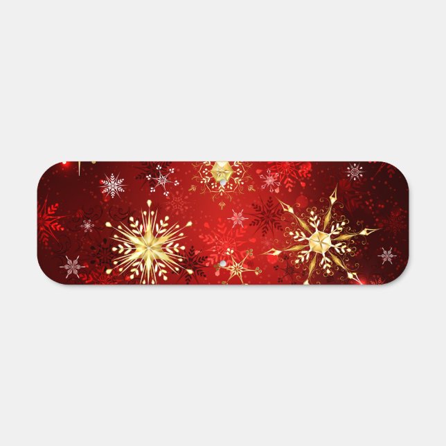 Christmas Golden Snowflakes on Red Background Metal Sign (Front)