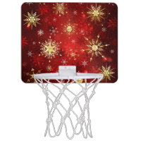 Christmas Golden Snowflakes on Red Background