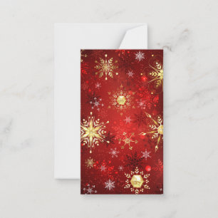 Christmas Golden Snowflakes on Red Background Note Card