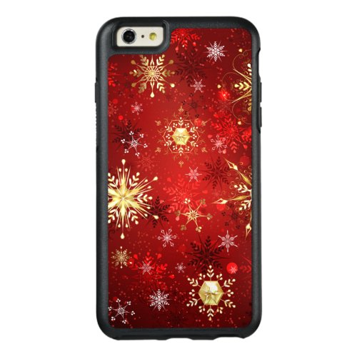 Christmas Golden Snowflakes on Red Background OtterBox iPhone 66s Plus Case