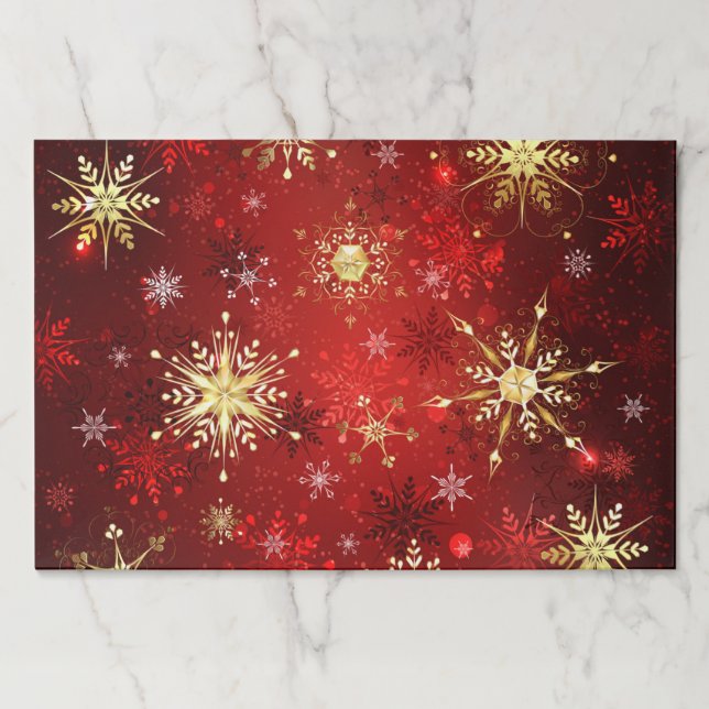 Christmas Golden Snowflakes on Red Background Paper Pad (Front)