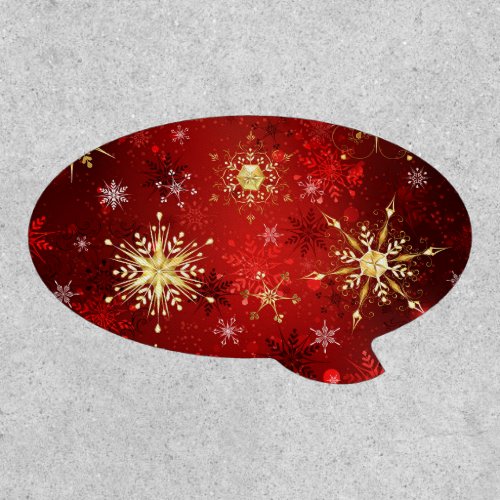 Christmas Golden Snowflakes on Red Background Patch