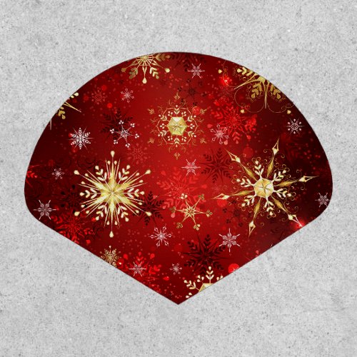 Christmas Golden Snowflakes on Red Background Patch