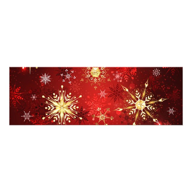 Christmas Golden Snowflakes on Red Background Photo Print (Front)
