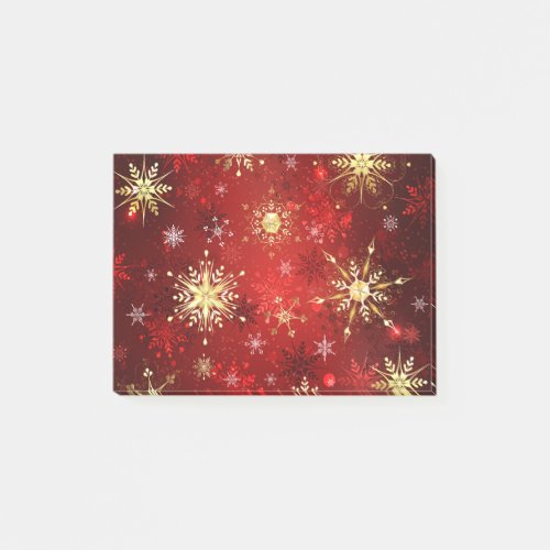 Christmas Golden Snowflakes on Red Background Post_it Notes
