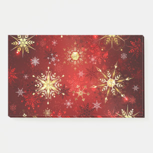 Christmas Golden Snowflakes on Red Background Post-it Notes