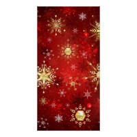 Christmas Golden Snowflakes on Red Background