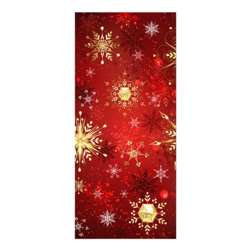 Christmas Golden Snowflakes on Red Background Rack Card