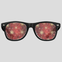 Christmas Golden Snowflakes on Red Background Retro Sunglasses