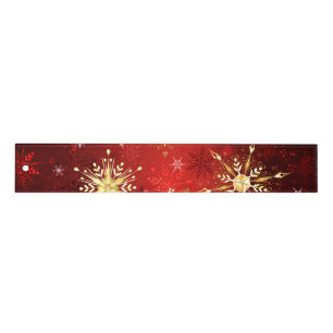 Christmas Golden Snowflakes on Red Background Ruler
