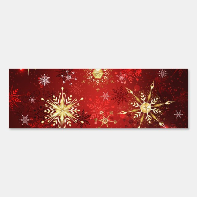 Christmas Golden Snowflakes on Red Background Sign (Front)