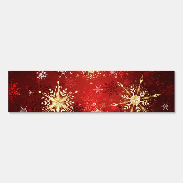 Christmas Golden Snowflakes on Red Background Sign (Front)