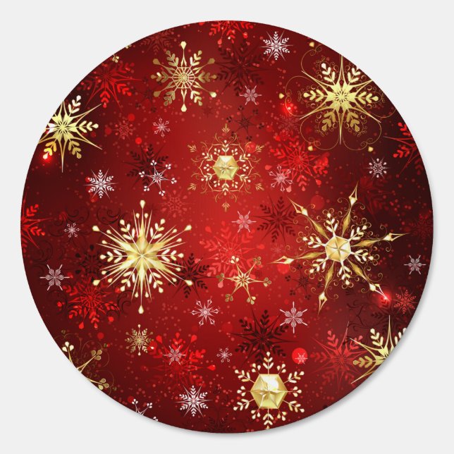 Christmas Golden Snowflakes on Red Background Sign (Front)