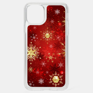 Christmas Golden Snowflakes on Red Background Speck iPhone 11 Pro Max Case