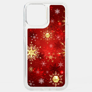 Christmas Golden Snowflakes on Red Background Speck iPhone 12 Pro Max Case