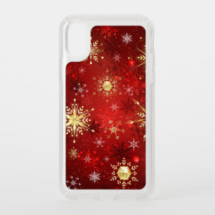 Christmas Golden Snowflakes on Red Background Speck iPhone XS Case