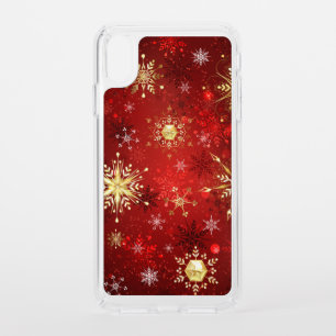 Christmas Golden Snowflakes on Red Background Speck iPhone XS Max Case