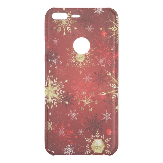 Christmas Golden Snowflakes on Red Background Uncommon Google Pixel XL Case (Back)