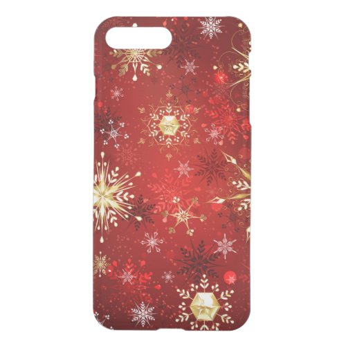 Christmas Golden Snowflakes on Red Background iPhone 8 Plus7 Plus Case