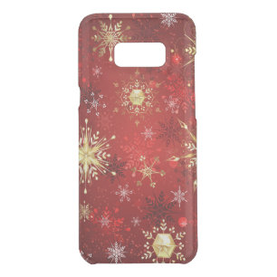 Christmas Golden Snowflakes on Red Background Uncommon Samsung Galaxy S8+ Case
