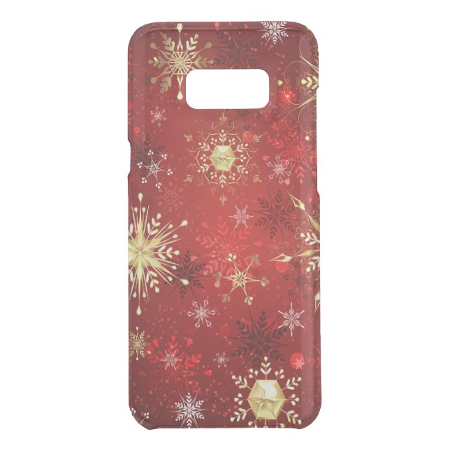 Christmas Golden Snowflakes on Red Background Uncommon Samsung Galaxy Case (Back)
