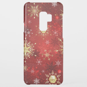 Christmas Golden Snowflakes on Red Background Uncommon Samsung Galaxy S9 Plus Case