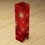Christmas Golden Snowflakes on Red Background Wine Box<br><div class="desc">Red Christmas background with gold and white jewelry snowflakes. Golden snowflakes.</div>