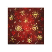 Christmas Golden Snowflakes on Red Background