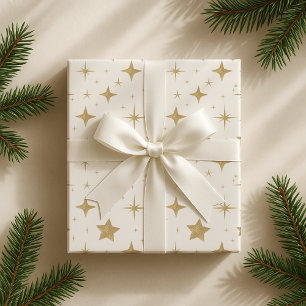 Christmas Golden Stars Wrapping Paper