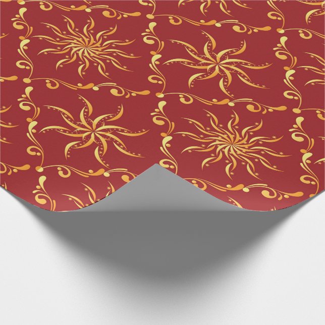 Christmas Golden Sun Pattern Wrapping Paper (Corner)