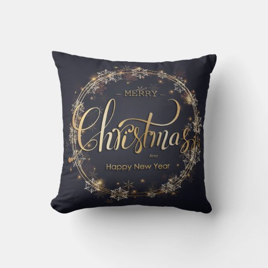 Christmas Golden Typography White Snowflakes Black