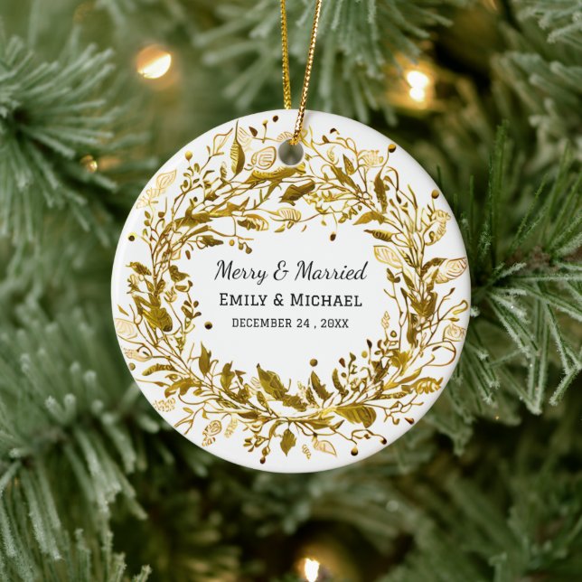  Christmas Golden Wreath Ornament Wedding Favor (Tree)