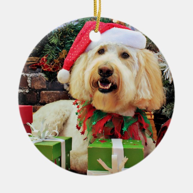 Christmas - GoldenDoodle - Bella Ceramic Ornament (Front)