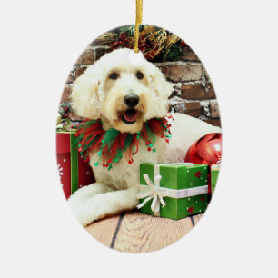 Christmas - GoldenDoodle - Biscuit Ceramic Ornament