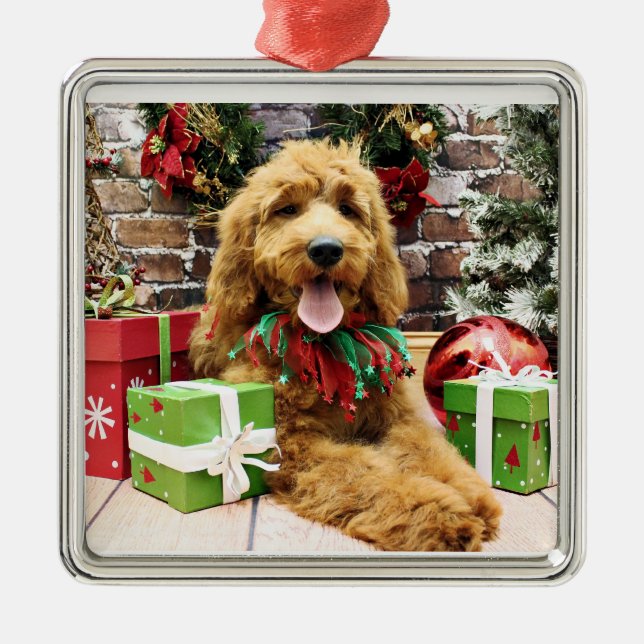 Christmas - GoldenDoodle - Claire Metal Ornament (Front)