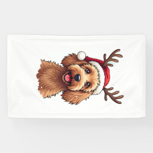Christmas Goldendoodle Dog Reindeer Holiday Doodle Banner