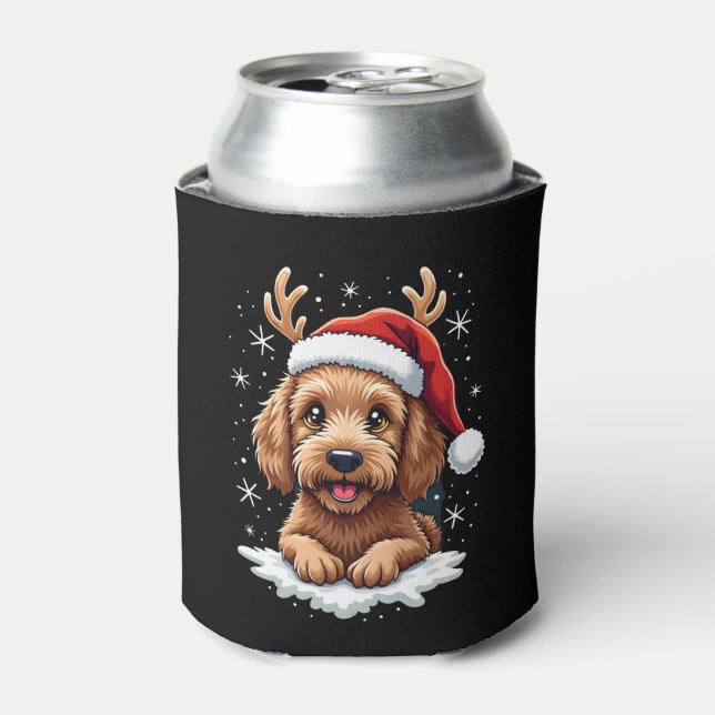 Christmas Goldendoodle Dog Reindeer Holiday Doodle Can Cooler (Can Front)