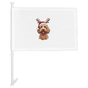 Christmas Goldendoodle Dog Reindeer Holiday Doodle Car Flag