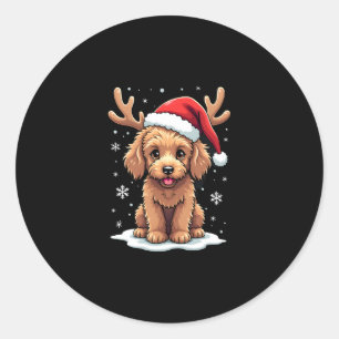 Christmas Goldendoodle Dog Reindeer Holiday Doodle Classic Round Sticker