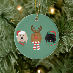 Christmas Goldendoodle Dogs Ceramic Ornament