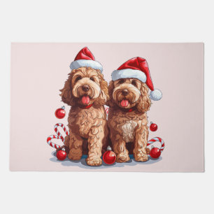 Christmas Goldendoodle Dogs Doormat